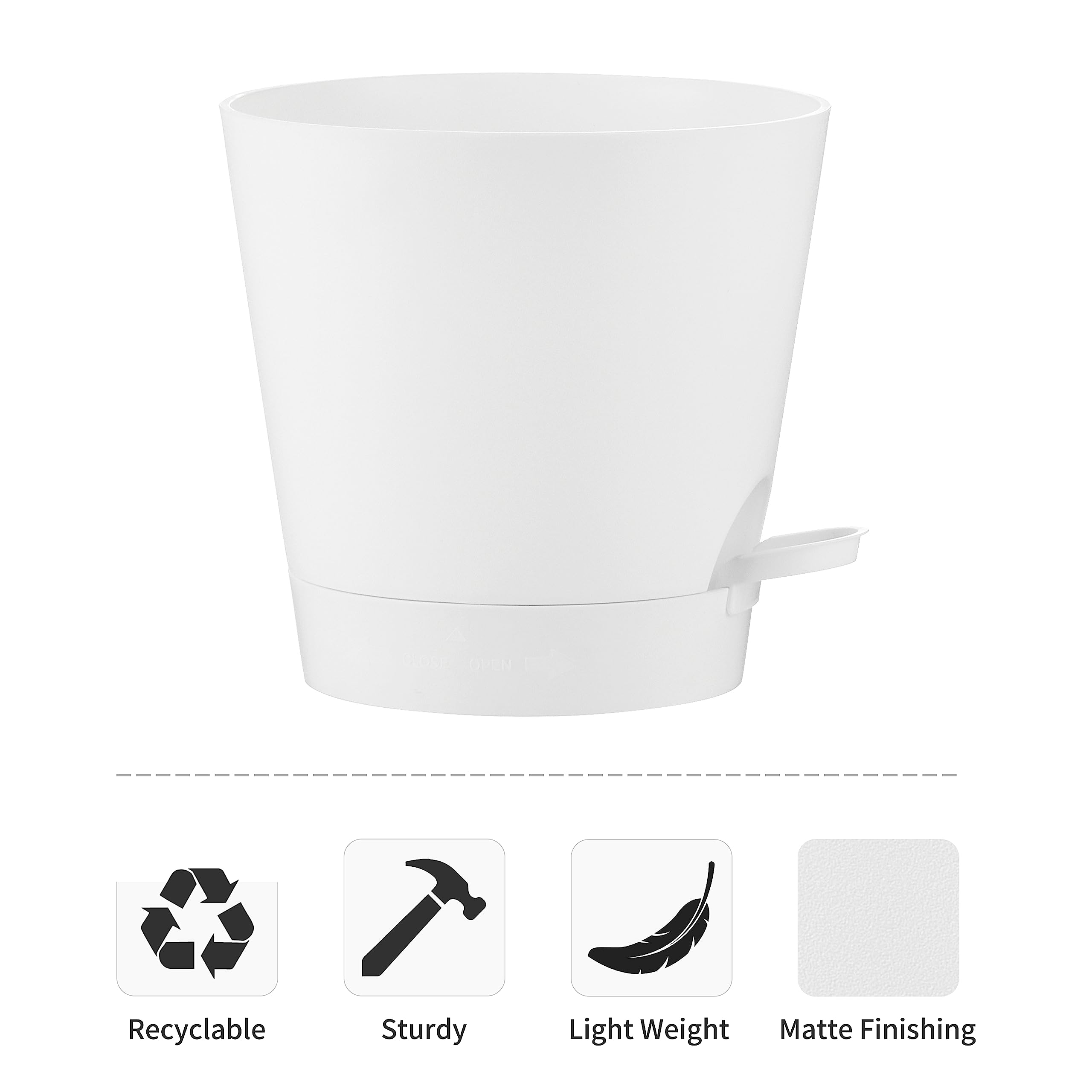 FaithLand bottom watering lip enables water addition without spills.