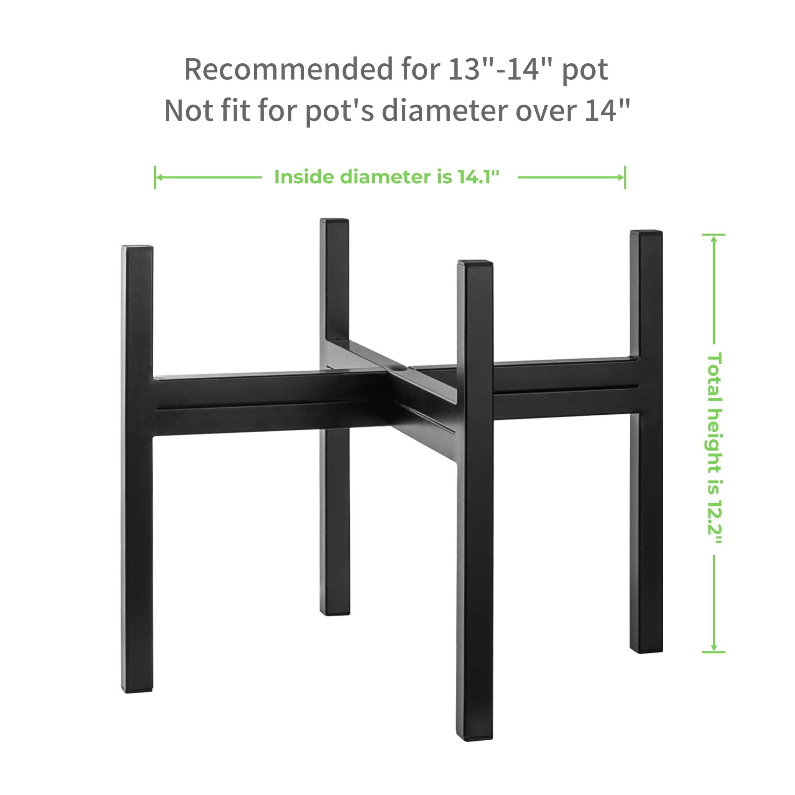 FaithLand sturdy steel construction with crossbar supports heavy pots.