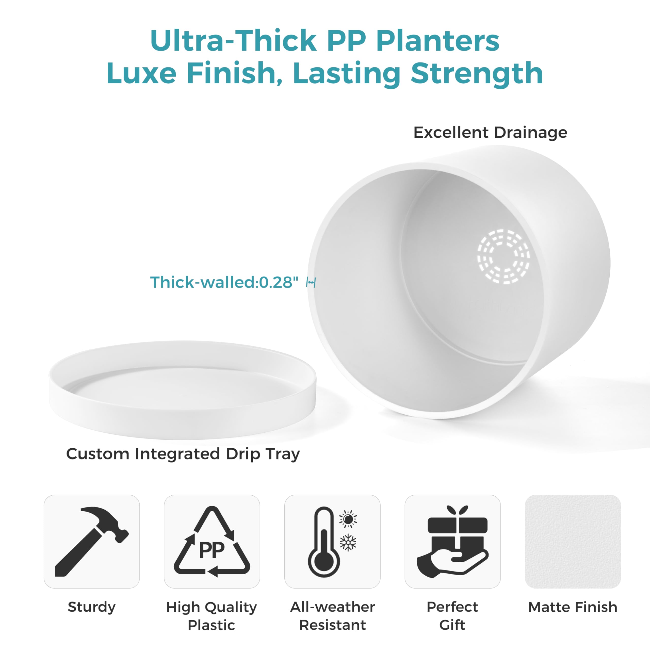 FaithLand thick-walled planter with flat rim for durable plant displays.