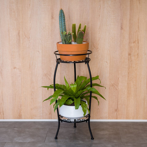 FaithLand two-tier round planter holder provides vertical gardening space