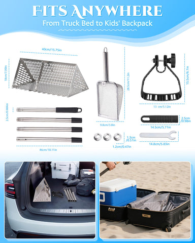 FAITIO rake supports multi-surface use across beach, shelling, yard debris, and coop cleanup