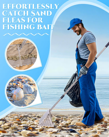FAITIO detachable 54-inch handle rake reduces back strain during beach chores
