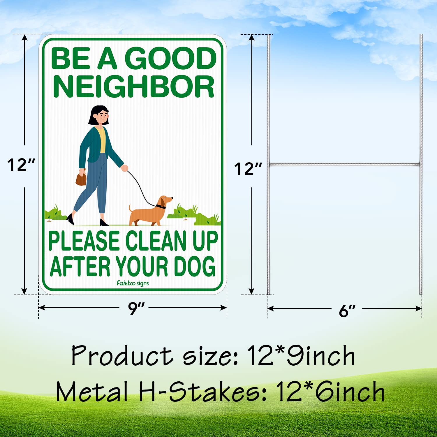 Faittoo clean up after dog sign back view improves yard visibility
