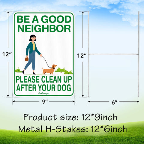 Faittoo clean up after dog sign back view improves yard visibility