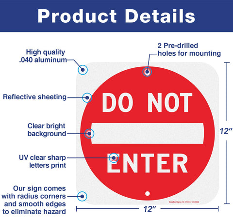 Faittoo Do Not Enter sign with two pre-drilled holes for easy mounting.