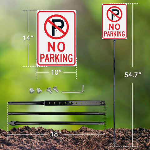 Faittoo no parking sign 14x10 panel seen clearly outdoors day and night.