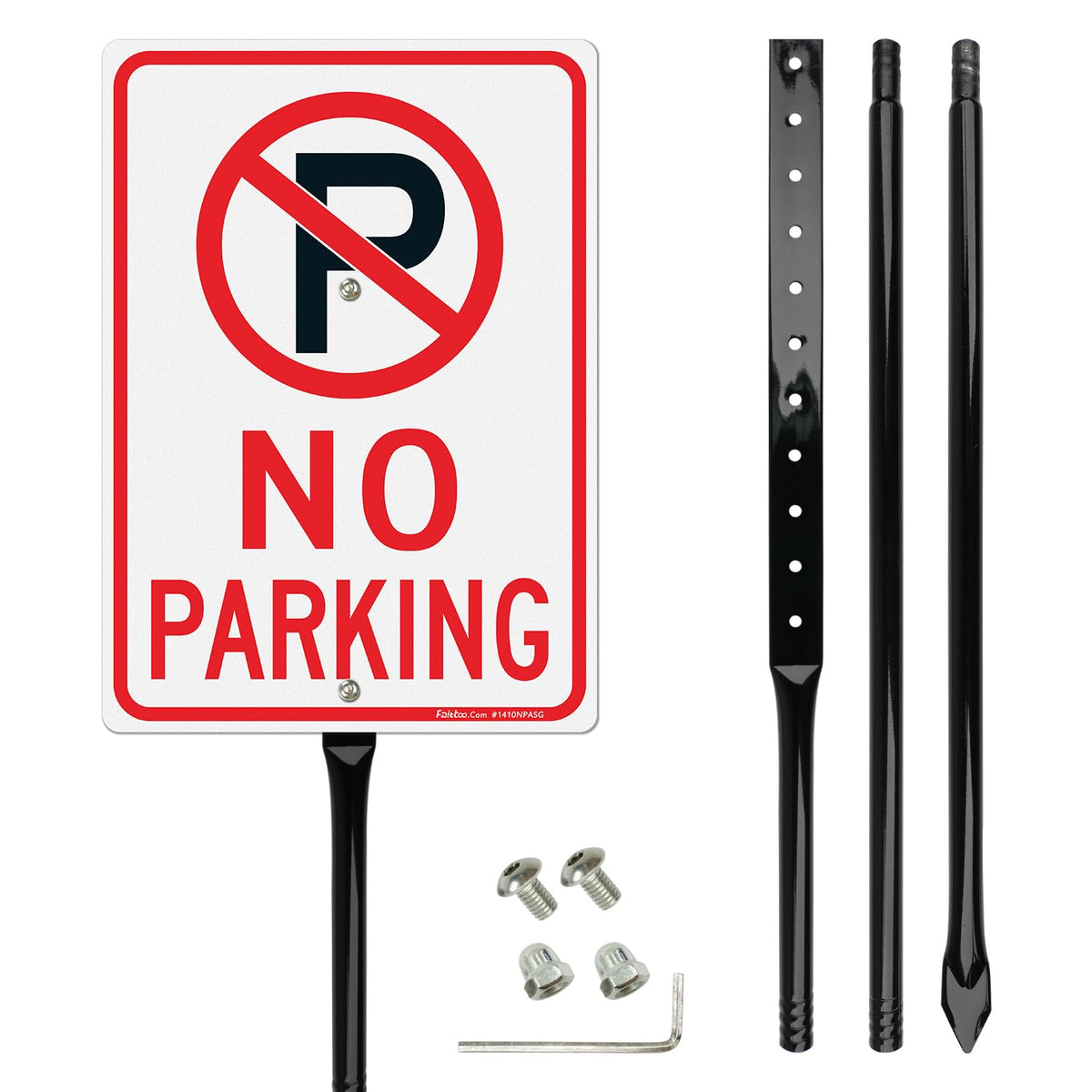 Faittoo no parking sign with 54-inch stake for high driveway visibility.