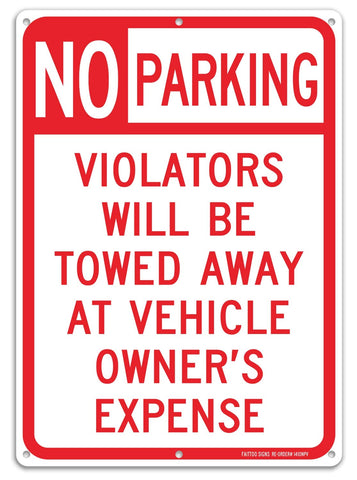 Faittoo No Parking Sign front view shows bold red and white visibility for drivers.