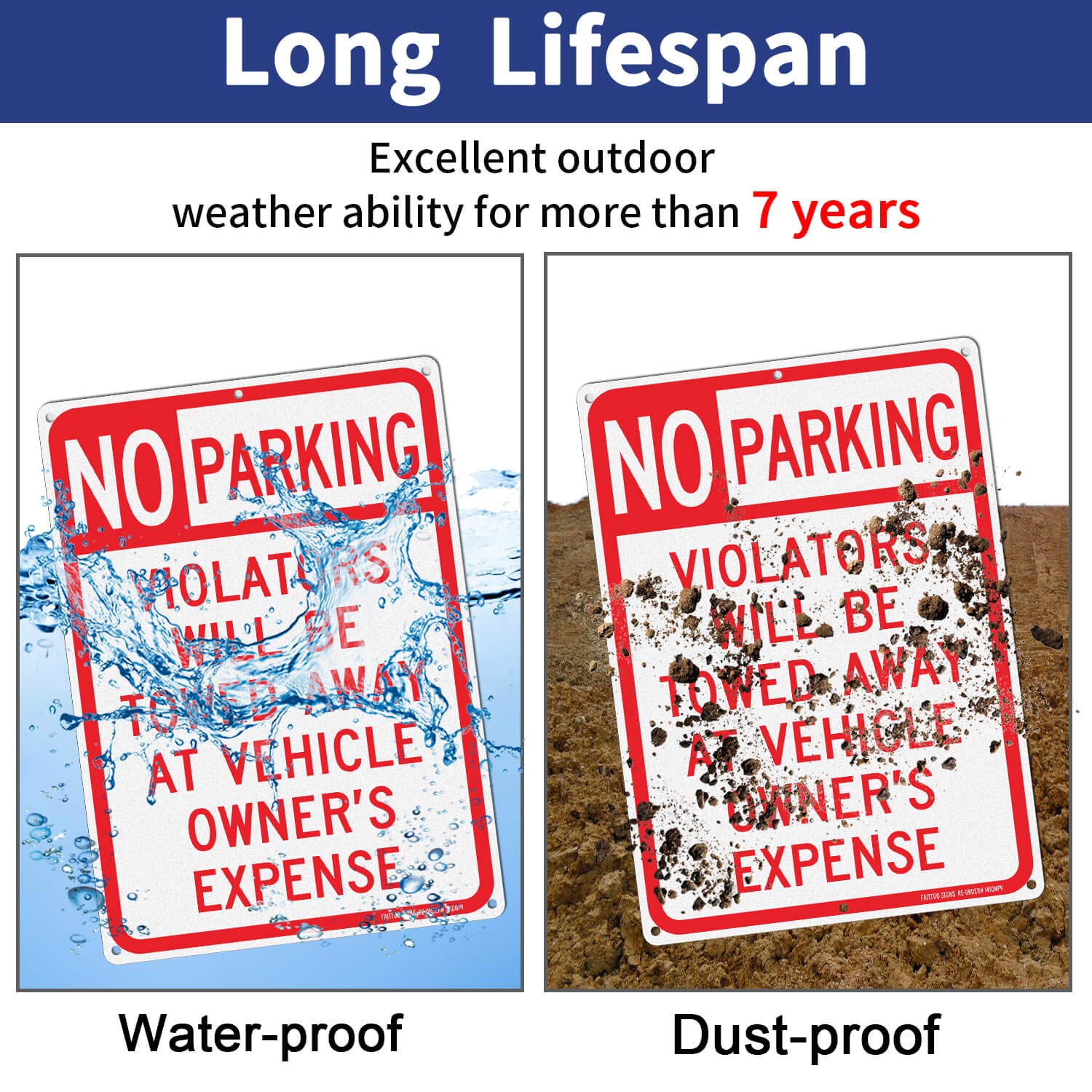 Faittoo No Parking Sign mounted on wall demonstrates easy, secure installation.