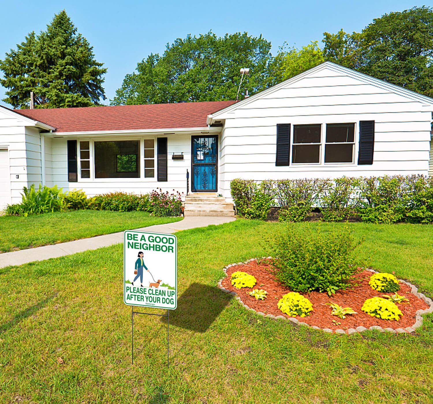Faittoo No Poop sign helps maintain tidy lawns and neighborly courtesy