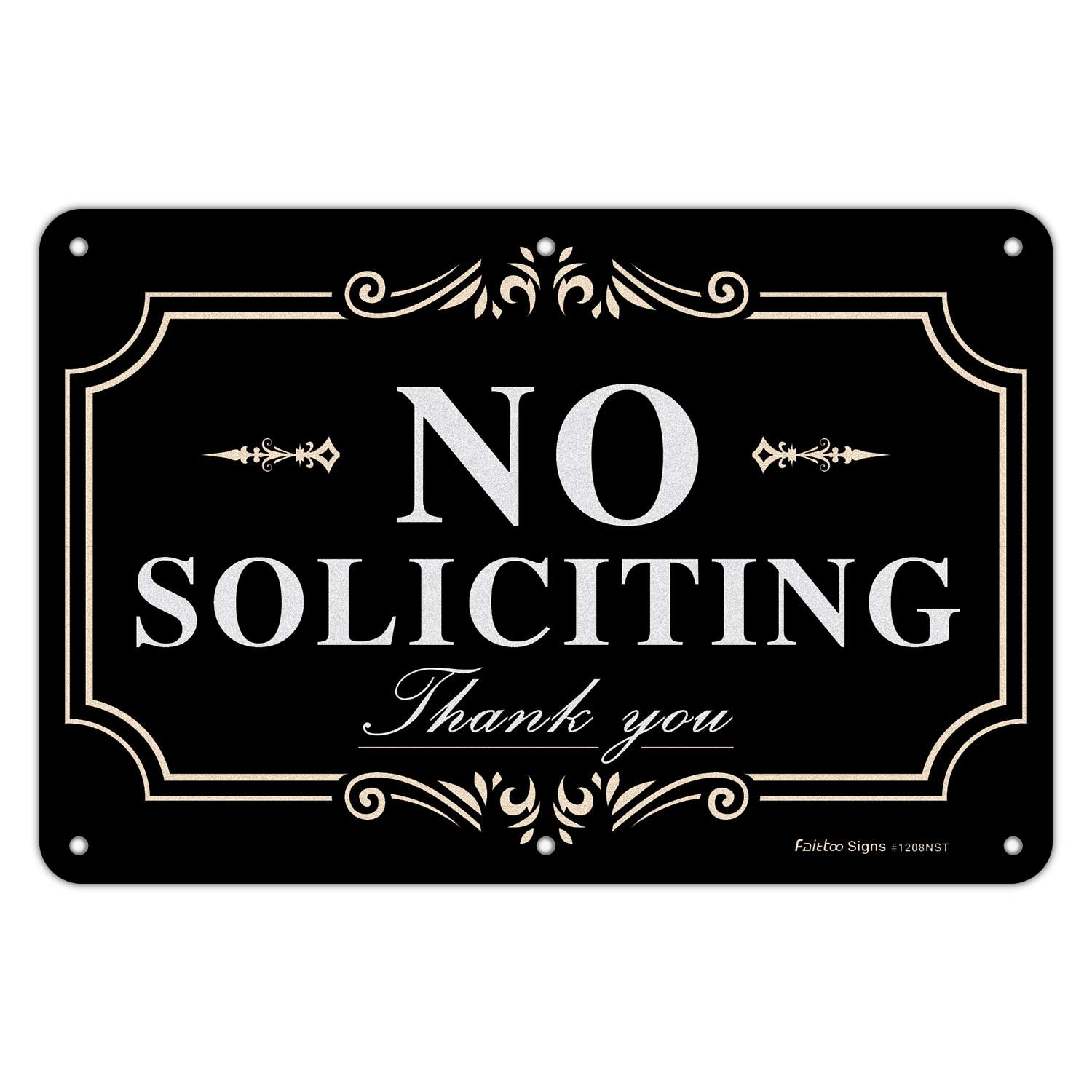 Faittoo No Soliciting Sign front view offers clear visibility for visitors.