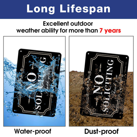 Faittoo No Soliciting Sign made of rust-free aluminum withstands weather.