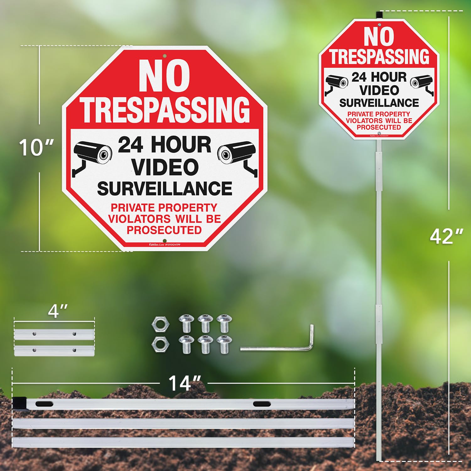 Faittoo 10x10 private property sign clearly marks boundaries from afar.