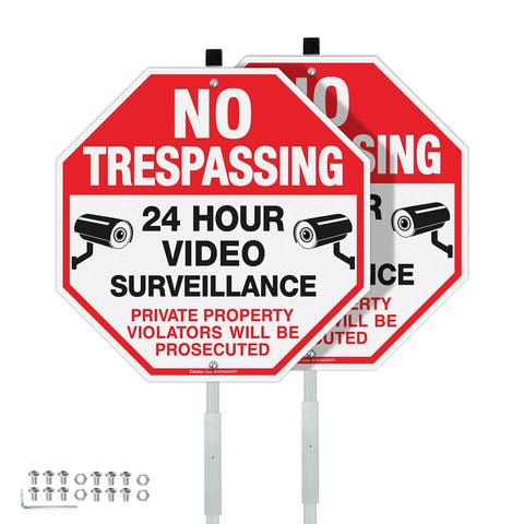 Faittoo no trespassing sign with 42-inch stake for outdoor visibility.
