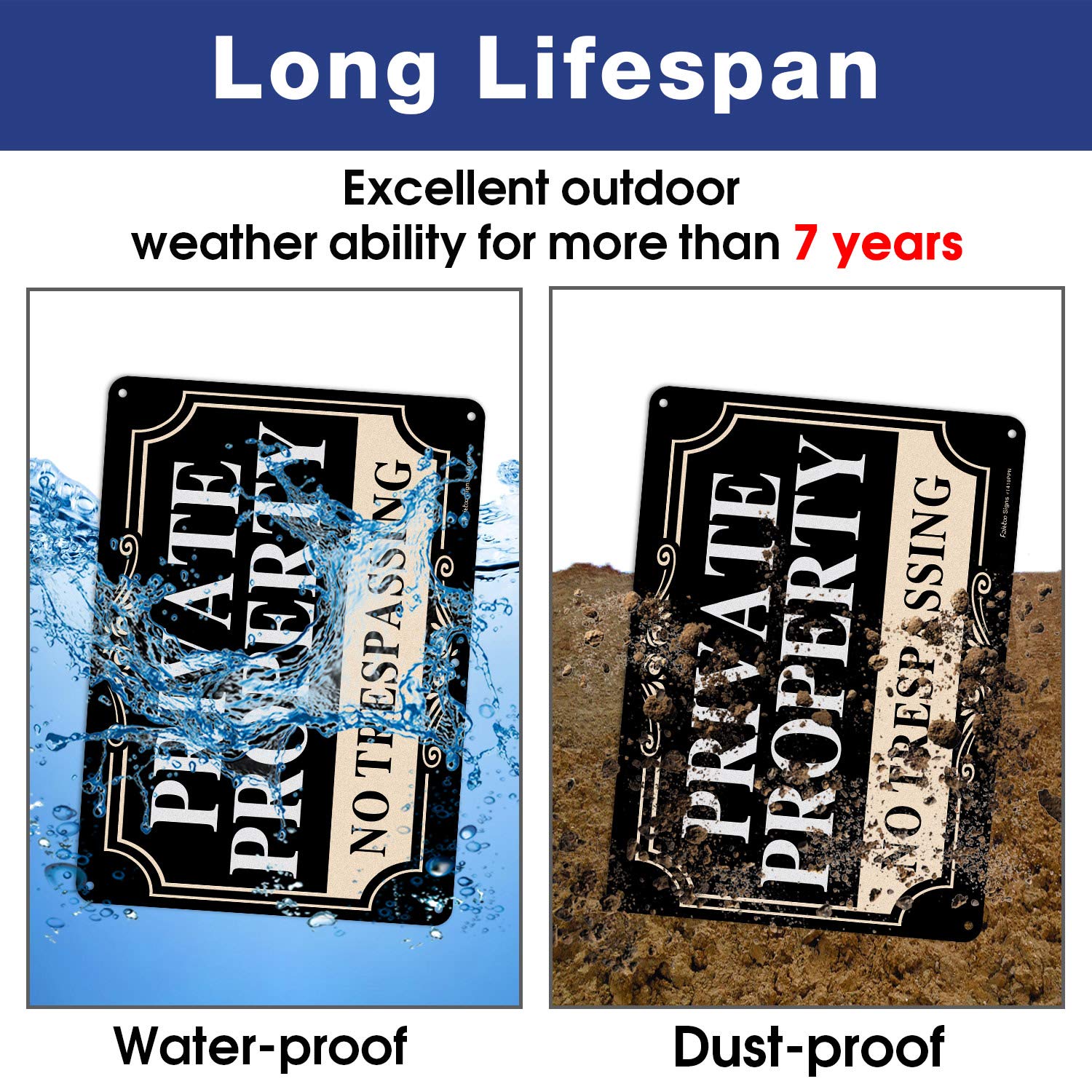 Faittoo fade-resistant property sign with UV protection withstands sun