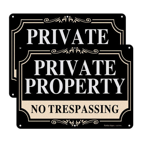 Faittoo no trespassing sign private property 10x7 inch aluminum deters unauthorized entry.