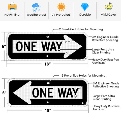 FAITTOO One Way Sign with right arrow, visible day and night