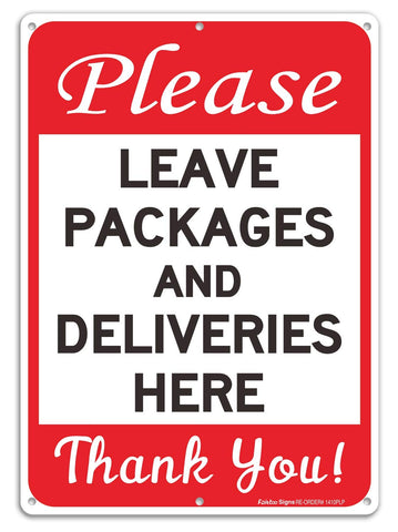 Faittoo Please Leave Sign front view with bold lettering for clear delivery instructions