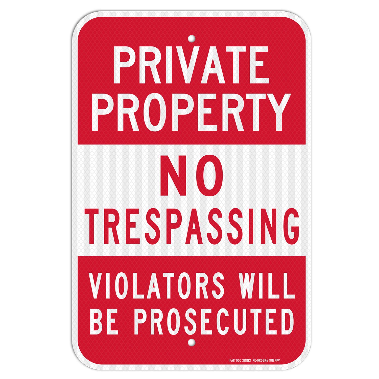 Faittoo private property no trespassing sign front view for high visibility
