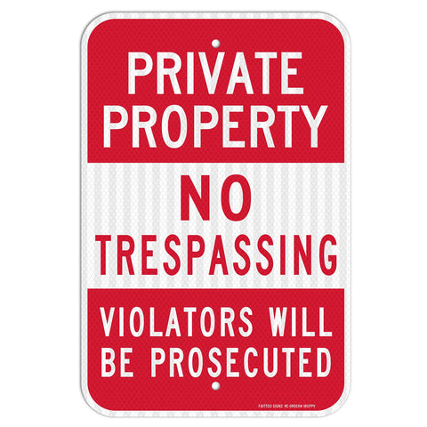 Faittoo private property no trespassing sign front view for high visibility