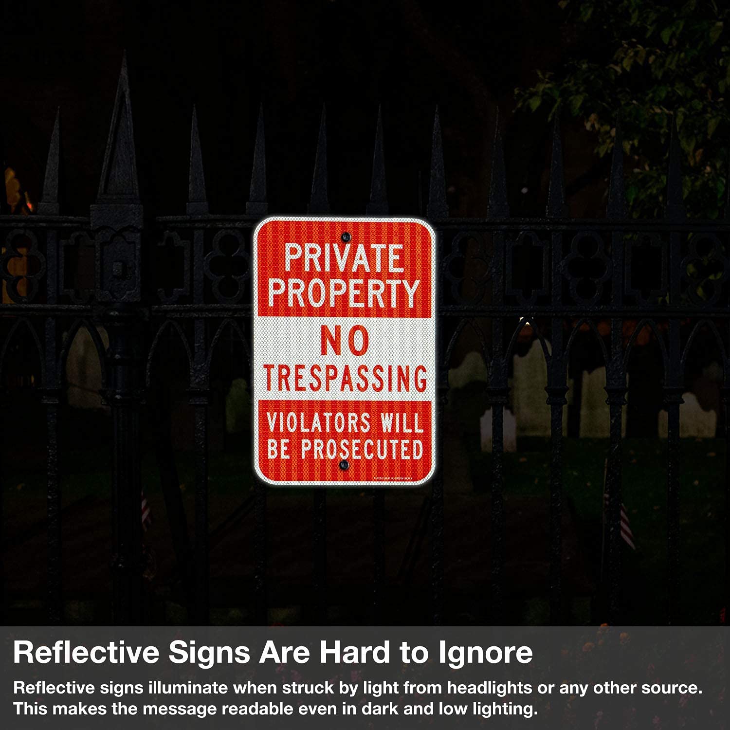 Faittoo reflective sign illuminated by headlights for clear reading
