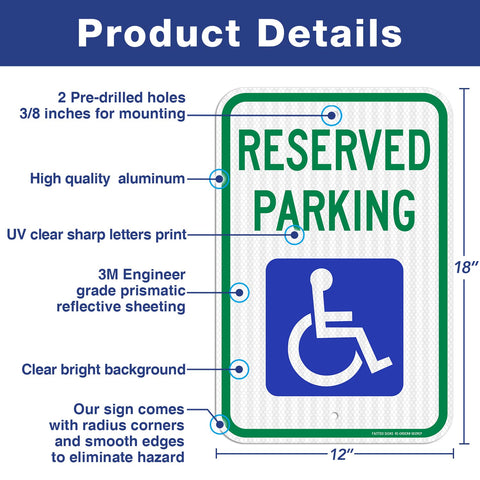 Faittoo parking sign blue-green on white, enhances nighttime readability with reflective coating.