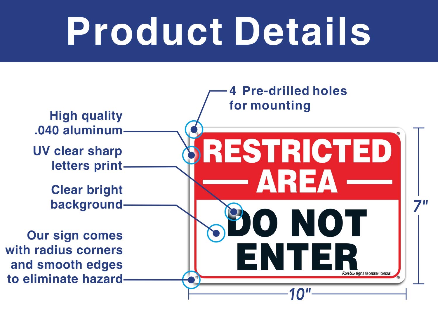 Faittoo rust-free aluminum sign 10x7 inches for outdoor use.
