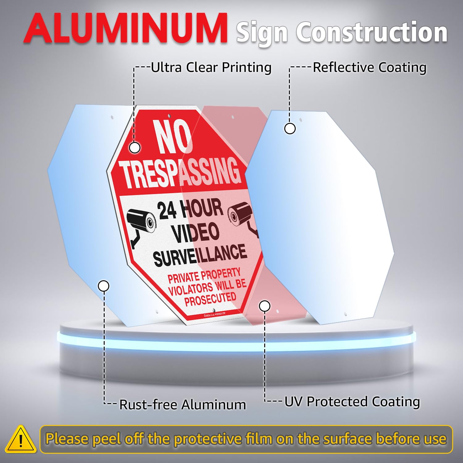 Faittoo rust-free aluminum sign withstands rain and sun for outdoor use.