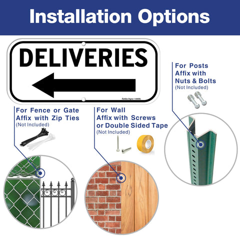 Faittoo Rust-Free Aluminum Deliveries Sign Left Arrow withstands weather