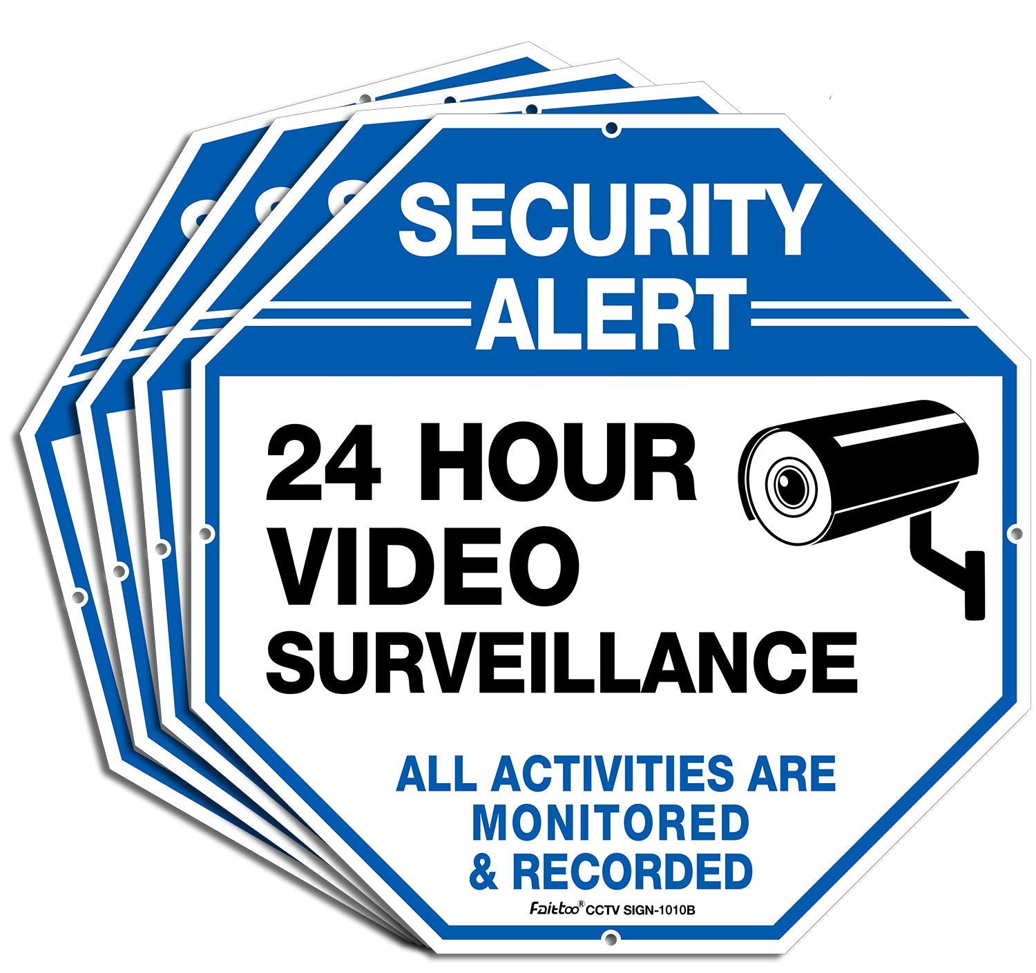 Faittoo security alert sign blue design boosts exterior visibility