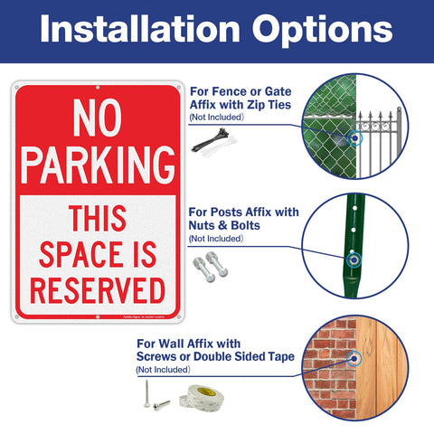 Faittoo weatherproof no parking sign withstands rain and sun.
