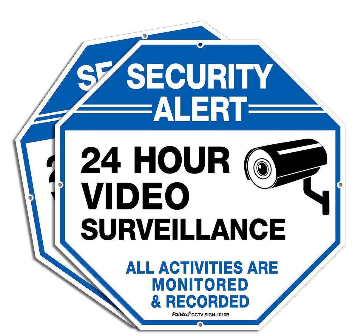Faittoo video sign with blue-white design for high visibility.