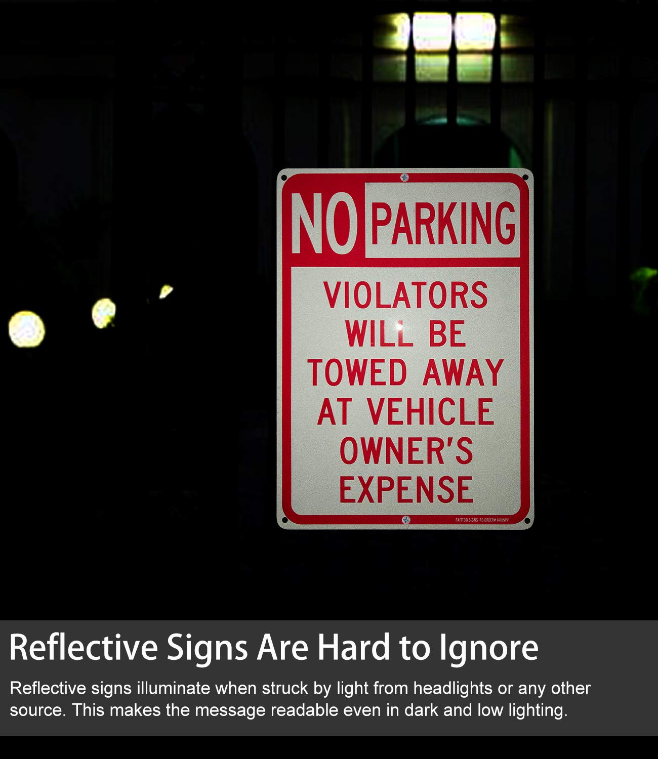 Faittoo sign with six mounting holes facilitates quick, versatile mounting on posts or fences.