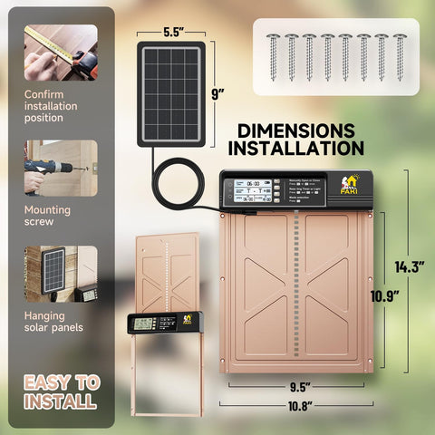 FAKI alloy-frame coop door supports up to 10 lbs for durable use.