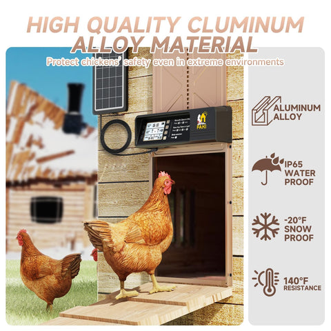 FAKI obstruction sensor instantly reverses if blocked, preventing injury to flock.