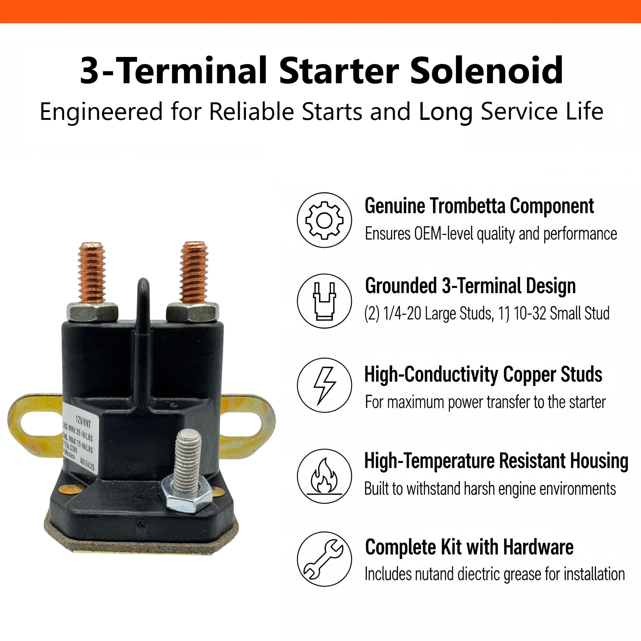 3-terminal solenoid with grounding base design for robust connections