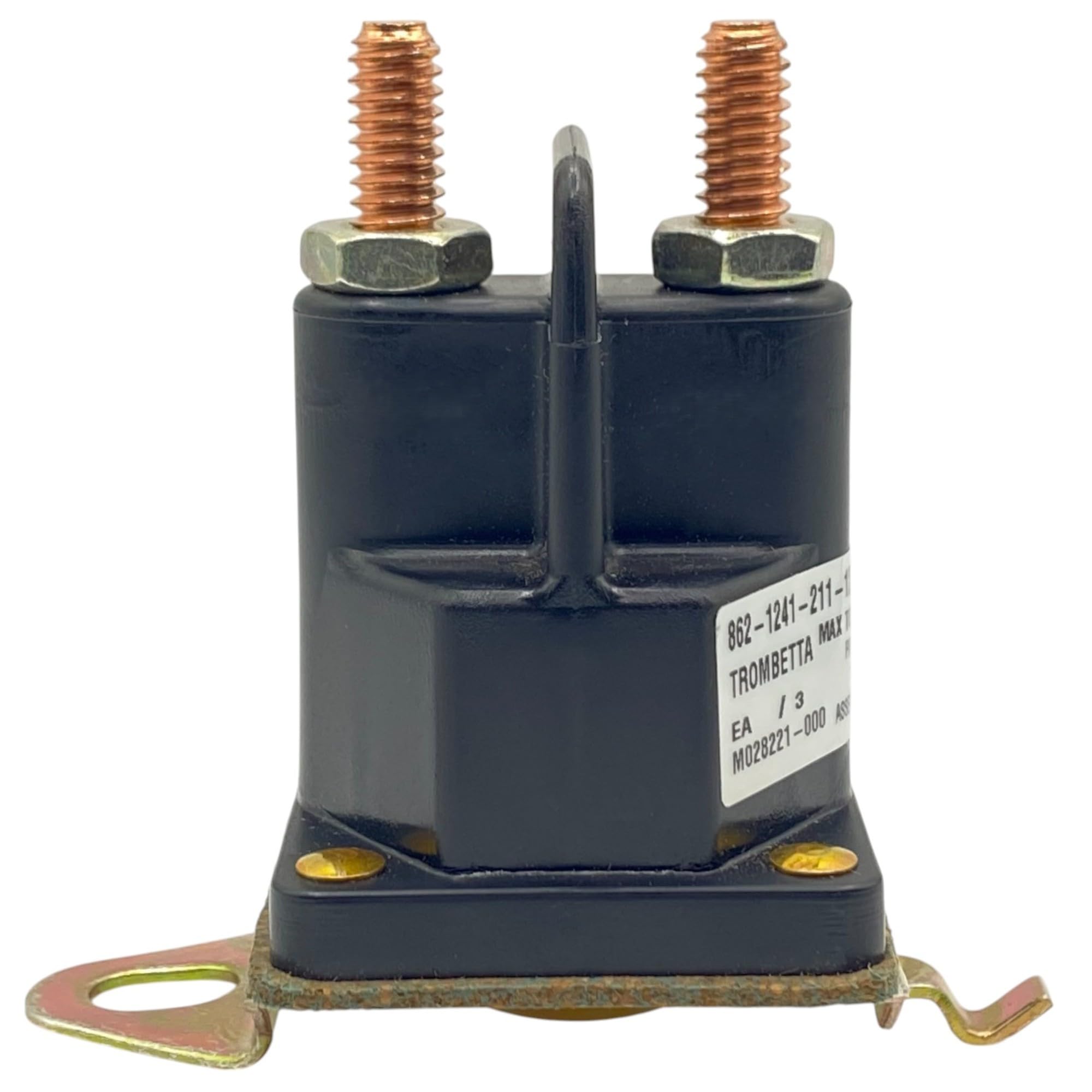 FalconSupply starter solenoid mounted on a lawn tractor demonstrates direct replacement fit.