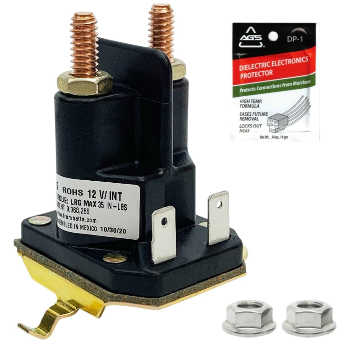 FalconSupply Trombetta 12V starter solenoid body enables durable starts for lawn equipment.