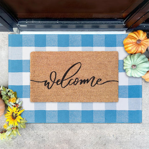 Fallovea Coir Doormat Closeup highlights durable fibers for busy entryways.