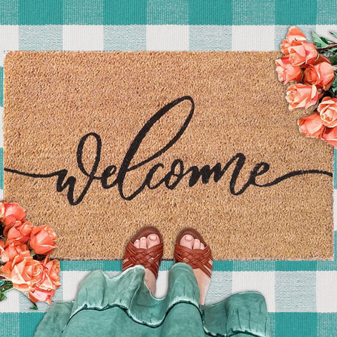 Fallovea coir doormat texture detail emphasizing rugged, weather-resistant materials.