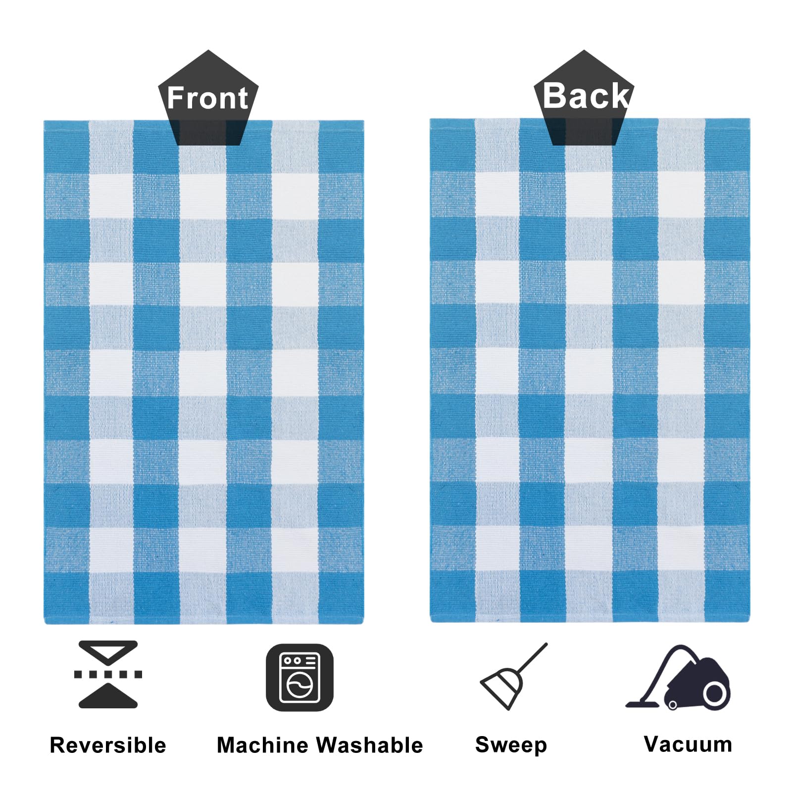 Fallovea door mat plaid rug in cotton, welcoming and easy to clean.