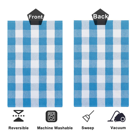 Fallovea door mat plaid rug in cotton, welcoming and easy to clean.