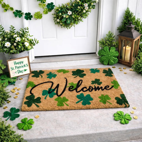 Fallovea entryway mat with coconut fiber surface provides durable welcome.