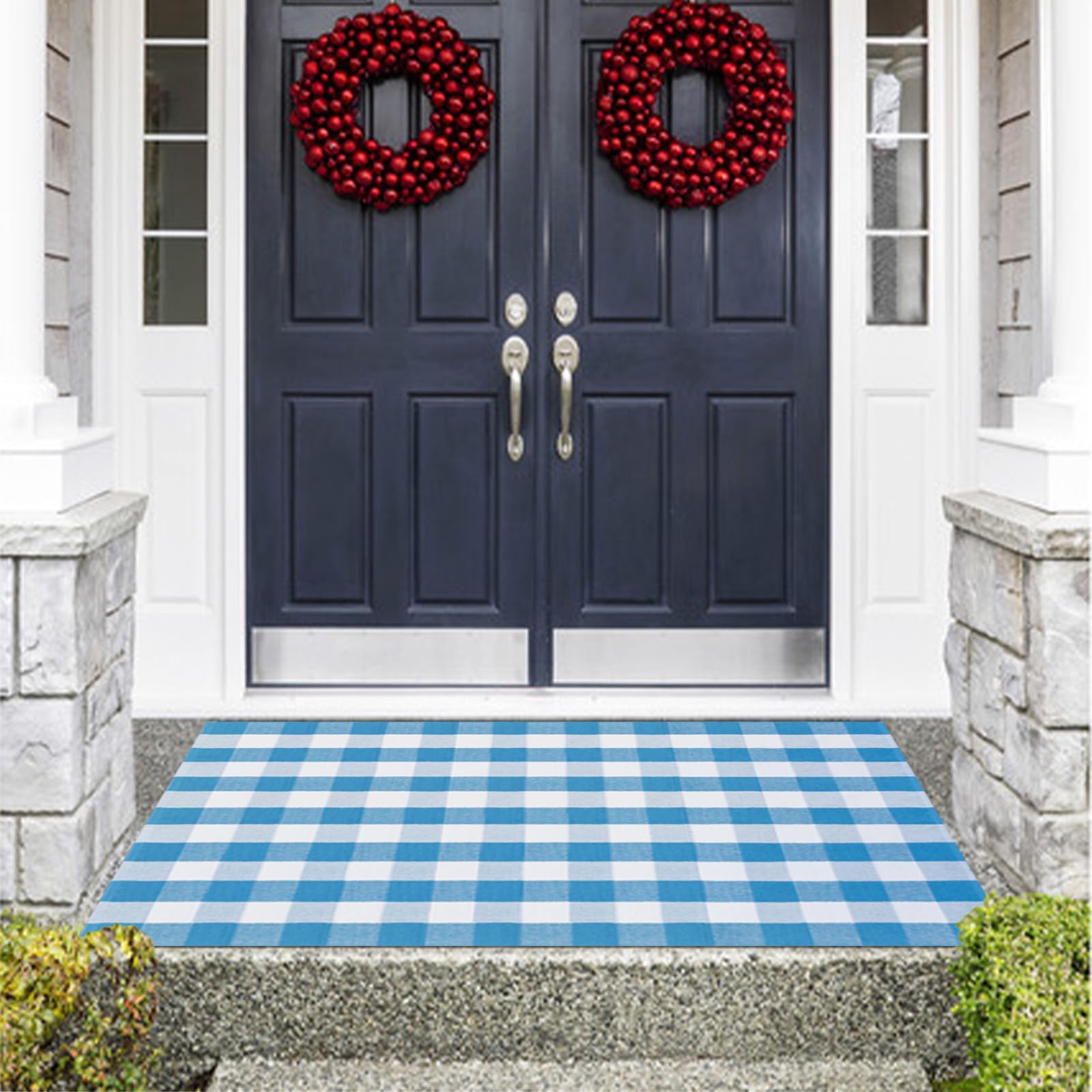 Fallovea plaid rug in living room or bedroom, enhances cozy decor.
