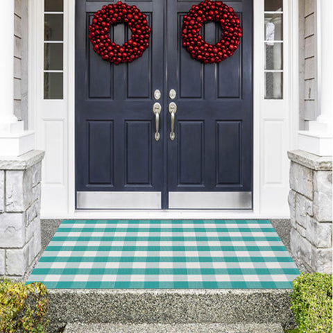 Fallovea entryway plaid rug, stylish indoors outdoors; versatile doorway solution.