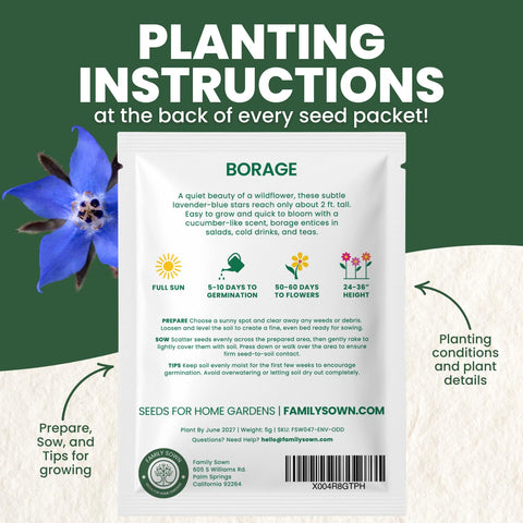 Family Sown 5g freshness pouch protects seeds for 2026 planting.
