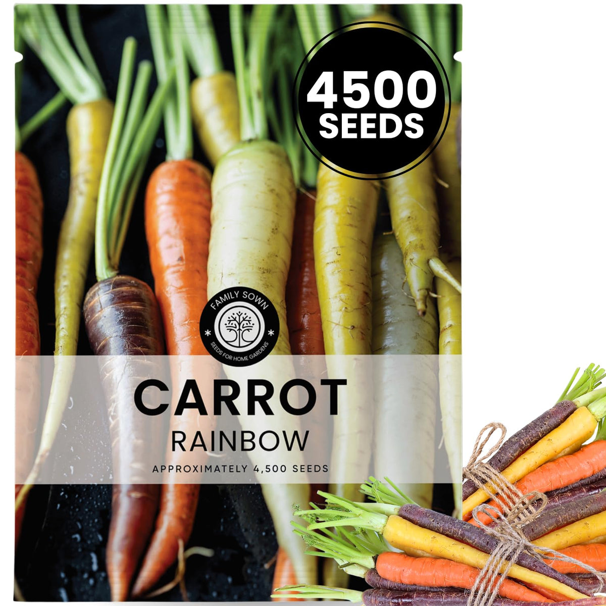 Family Sown carrot rainbow mix seed-packet showcases vibrant colors for a lively garden.