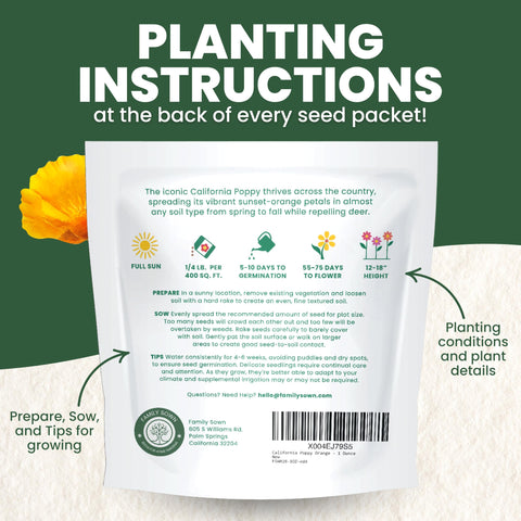 Family Sown drought-tolerant poppy supports easy-care landscapes.