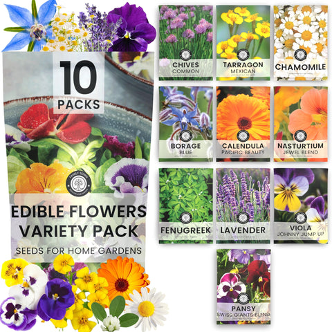 Family Sown edible flower seeds packets ready for sowing, perfect for kitchen garnishes