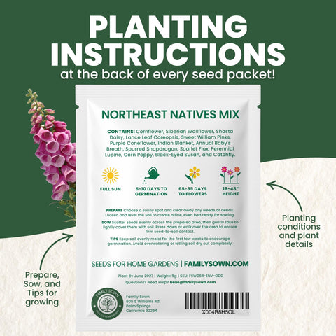 Family Sown packaging shows fresh 2026 foxglove seeds with guidance
